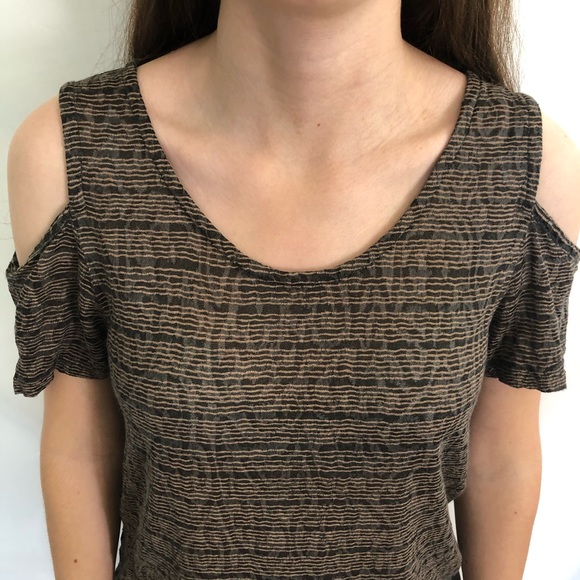 Lucky Brand Cold Shoulder Top Striped Print S - Picture 2 of 5